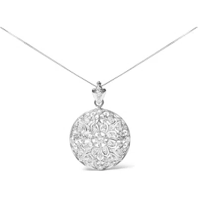 Haus Of Brilliance 18k White Gold 1 5/6 Cttw Diamond Cluster Floral Filigree Brooch Pin And 18" Pendant Necklace