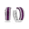 Haus Of Brilliance 18k White Gold 1 7/8 Cttw Diamond And 1mm Round Red Ruby Open Swish Hoop Earrings In White