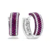 Haus Of Brilliance 18k White Gold 1 7/8 Cttw Diamond And 1mm Round Red Ruby Open Swish Hoop Earrings In White