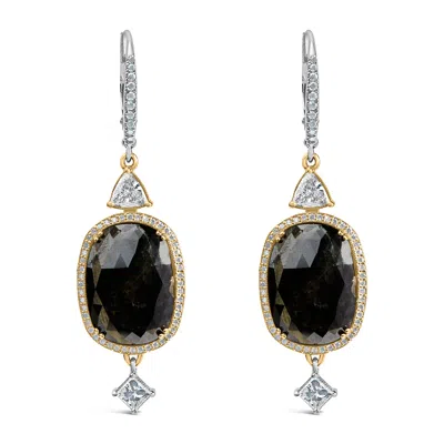 Haus Of Brilliance 18k White Gold 1.0 Cttw Diamond And 6x9mm Black Onyx Vintage Style Drop And Dangle Earrings In Multi