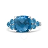 Haus Of Brilliance 18k White Gold 10mm Cushion Shaped Blue Topaz And 1/6 Cttw Diamond 3 Stone Style In White