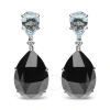 Haus Of Brilliance 18k White Gold 1/5 Cttw Diamond With Pear Cut Sky Blue Topaz And Pear-cut Black Onyx Gemstone Dangle In White