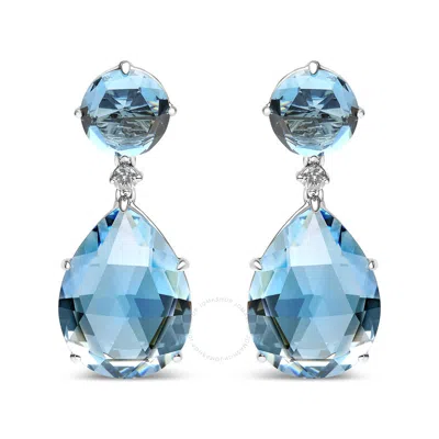 Haus Of Brilliance 18k White Gold 1/5 Cttw Diamond With Round London Blue Topaz And 20 X 15mm Pear Cut Sky Blue Topaz G