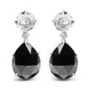 Haus Of Brilliance 18k White Gold 1/5 Cttw Diamond With Round White Topaz And 20x15mm Pear Cut Black Onyx Gemstone Dang In White