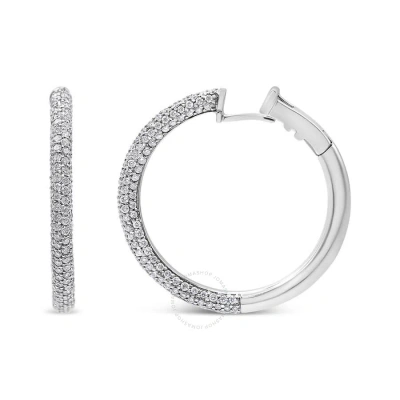 Haus Of Brilliance 18k White Gold 2 1/3 Cttw Pave Set Diamond Semi Eternity Leverback Hoop Earrings