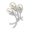 Haus Of Brilliance 18k White Gold 2 1/5 Cttw Diamond And South Sea Pearl Floral Brooch Pin In White