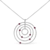 HAUS OF BRILLIANCE 18K WHITE GOLD 2 1/6 CTTW PAVE SET DIAMONDS AND RED RUBY OPENWORK CIRCLES 18" PENDANT NECKLACE (G-H 