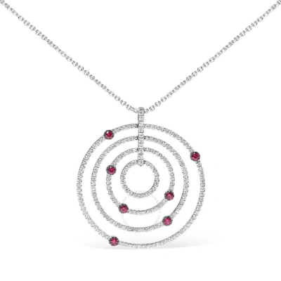 Haus Of Brilliance 18k White Gold 2 1/6 Cttw Pave Set Diamonds And Red Ruby Openwork Circles 18" Pendant Necklace (g-h