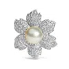 Haus Of Brilliance 18k White Gold 2 3/4 Cttw Diamond And 12.5 Mm Cultured Freshwater Pearl Floral Brooch Pin In White