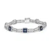 Haus Of Brilliance 18k White Gold 2 3/4 Cttw Diamond And 3x3mm Sapphire Double Row Link Bracelet In White