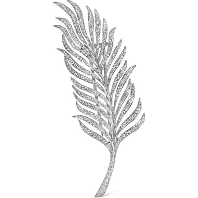Haus Of Brilliance 18k White Gold 2 7/8 Cttw Diamond Feather Brooch Pin