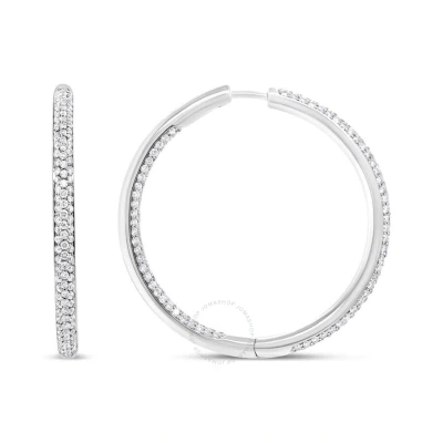 Haus Of Brilliance 18k White Gold 2.00 Cttw Round-cut Diamond Inner-outer Hoop Earrings (f-g Color