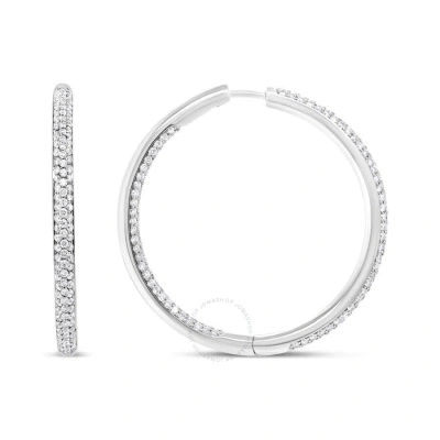 Haus Of Brilliance 18k White Gold 2.00 Cttw Round-cut Diamond Inner-outer Hoop Earrings