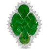 Haus Of Brilliance 18k White Gold 2.00 Cttw Diamond Halo And Jade Shield Brooch Pin And Pendant Chain Not Included In White