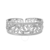 HAUS OF BRILLIANCE HAUS OF BRILLIANCE 18K WHITE GOLD 3 1/4 CTTW PAVE DIAMOND OPENWORK FLORAL FILIGREE SWIRL BANGLE CUFF