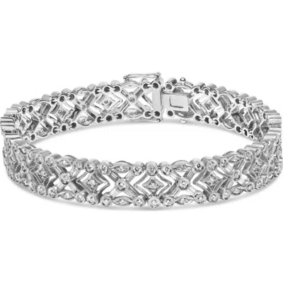 Haus Of Brilliance 18k White Gold 3 3/4 Cttw Baguette And Round Diamond Art Deco Vintage-inspired Link Bracelet
