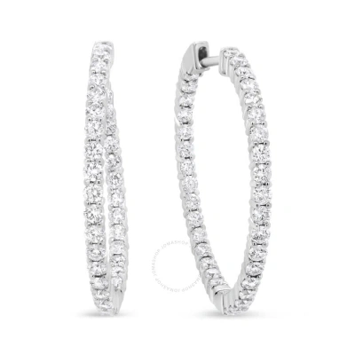 Haus Of Brilliance 18k White Gold 3 5/8 Cttw Round Diamond Curved Inside-outside Hoop Earrings (f-g