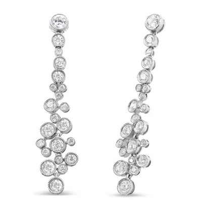 Haus Of Brilliance 18k White Gold 3.15 Cttw Round Diamond Waterfall Drop Dangle Stud Earrings