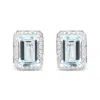 Haus Of Brilliance 18k White Gold 3/4 Cttw Round Diamond And 13x9mm Emerald Cut Blue Aquamarine Gemstone Halo Omega Stu In White