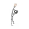 Haus Of Brilliance 18k White Gold 3/5 Cttw Diamond And Cultured South Sea Black And White Pearl Brooch Pin In White