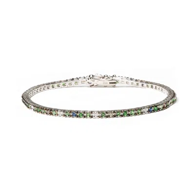 Haus Of Brilliance 18k White Gold 3/8 Cttw Diamond With Blue Sapphire And Green Tsavorite Gemstone Multi-colored Tennis