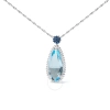 HAUS OF BRILLIANCE 18K WHITE GOLD 3/8 CTTW PAVE SET DIAMOND AND SKY BLUE TOPAZ AND BLUE SAPPHIRE GEMSTONE FLORAL TEARDR