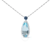 Haus Of Brilliance 18k White Gold 3/8 Cttw Pave Set Diamond And Sky Blue Topaz And Blue Sapphire Gemstone Floral Teardr In White
