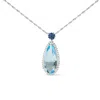 Haus Of Brilliance 18k White Gold 3/8 Cttw Pave Set Diamond And Sky Blue Topaz And Blue Sapphire Gemstone Floral Teardr In White