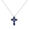 Haus Of Brilliance 18k White Gold 3x4 Mm Oval Blue Sapphire And Diamond Cross Pendant Necklace In Gray