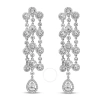 HAUS OF BRILLIANCE HAUS OF BRILLIANCE 18K WHITE GOLD 4 3/4 CTTW DIAMOND DOUBLE TEARDROP WATERFALL DANGLE EARRINGS (H-I 