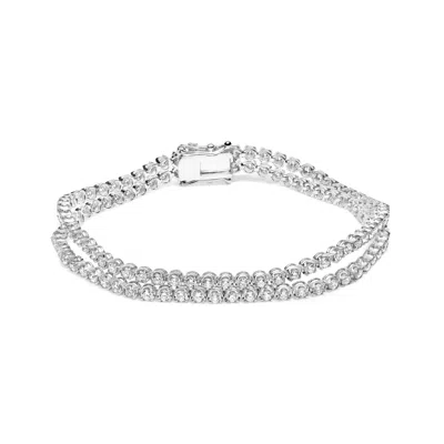 Haus Of Brilliance 18k White Gold 5 3/5 Cttw Natural Diamond Double Row Link Tennis Bracelet