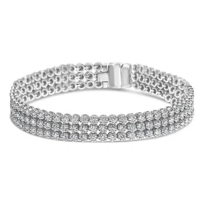Haus Of Brilliance 18k White Gold 5.00 Cttw Diamond 3 Row Link Tennis Bracelet In Metallic