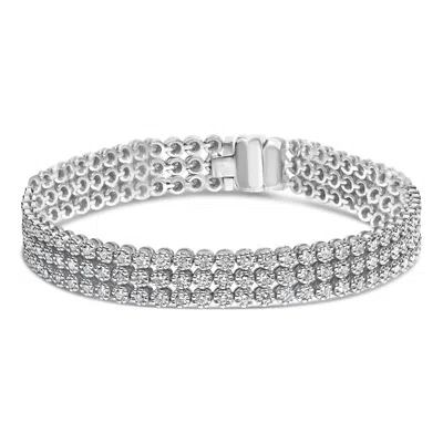 Haus Of Brilliance 18k White Gold 5.00 Cttw Natural Diamond 3 Row Link Tennis Bracelet