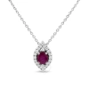 HAUS OF BRILLIANCE HAUS OF BRILLIANCE 18K WHITE GOLD 5X4MM RED RUBY AND 1/7 CTTW DIAMOND HALO LEAF 18" PENDANT NECKLACE