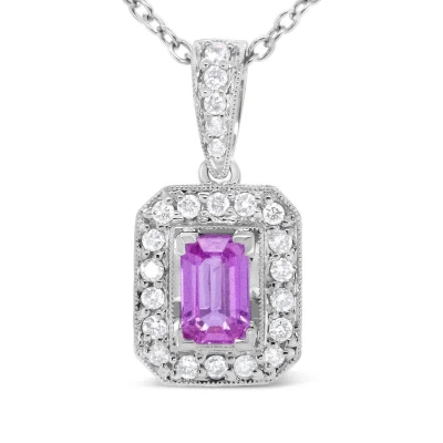 Haus Of Brilliance 18k White Gold 6x4mm Pink Sapphire And 1/4 Cttw Pave-set Round Diamond Pendant 18" Necklace