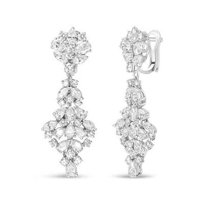 Haus Of Brilliance 18k White Gold 9 1/2 Cttw Diamond Cluster Drop Dangle Clip-on Earrings