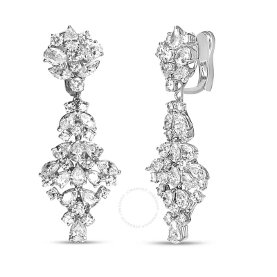 Haus Of Brilliance 18k White Gold 9 1/2 Cttw Diamond Cluster Drop Dangle Clip-on Earrings (f-g Color