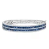 Haus Of Brilliance 18k White Gold Alternating Diamond And 8.00 Cttw Princess Cut Blue Sapphire Multi Row Bangle Bracele In White