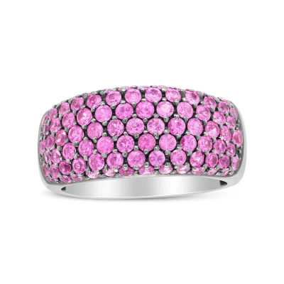 Haus Of Brilliance 18k White Gold And Black Rhodium Multi Row Pink Sapphire Classic Band Ring