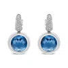 Haus Of Brilliance 18k White Gold Bezel Set 11mm Blue Topaz And 1/2 Cttw Invisible Set Diamond Bale Dangle Earrings In White