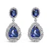 HAUS OF BRILLIANCE HAUS OF BRILLIANCE 18K WHITE GOLD BLUE SAPPHIRE 2 3/4 CTTW DIAMOND HALO DROP DANGLE EARRING (G-H COL