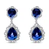 Haus Of Brilliance 18k White Gold Blue Sapphire And Diamond 2.00 Cttw Diamond Halo Drop And Dangle Earring In White