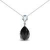Haus Of Brilliance 18k White Gold Diamond Accent And Pear Cut Sky Blue Topaz And Pear Cut Black Onyx Dangle Drop 18" Ne In White