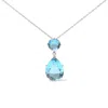 Haus Of Brilliance 18k White Gold Diamond Accent And Round London Blue Topaz And Pear Cut Sky Blue Topaz Dangle Drop 18 In White