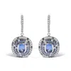 HAUS OF BRILLIANCE HAUS OF BRILLIANCE 18K WHITE GOLD NATURAL BLUE SAPPHIRE AND DIAMOND SCATTERED HALO DROP LEVERBACK EA