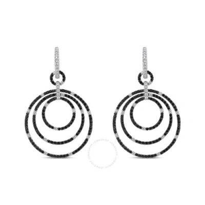Haus Of Brilliance 18k White Gold Round 2 1/3 Cttw Black And White Diamond Graduated Hoop Dangle Ear