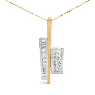 Haus Of Brilliance 18k Yellow And White Gold 1 7/8 Cttw Princess Baguette Diamond Key Shaped 18" Pendant Necklace In Multi