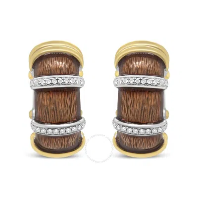 Haus Of Brilliance 18k Yellow And White Gold Flash Plated .925 Sterling Silver Clear Brown Enamel 9/10 Cttw Diamonds Hu In Two-tone