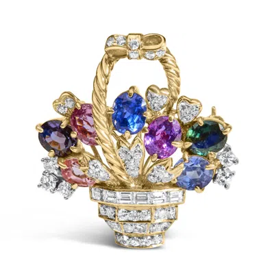 Haus Of Brilliance 18k Yellow Gold 1 1/10 Cttw Diamond And Mixed Gemstone Floral Bouquet Pendant And