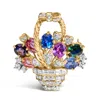 Haus Of Brilliance 18k Yellow Gold 1 1/10 Cttw Diamond And Mixed Gemstone Floral Bouquet Pendant And Brooch Pin In Yellow